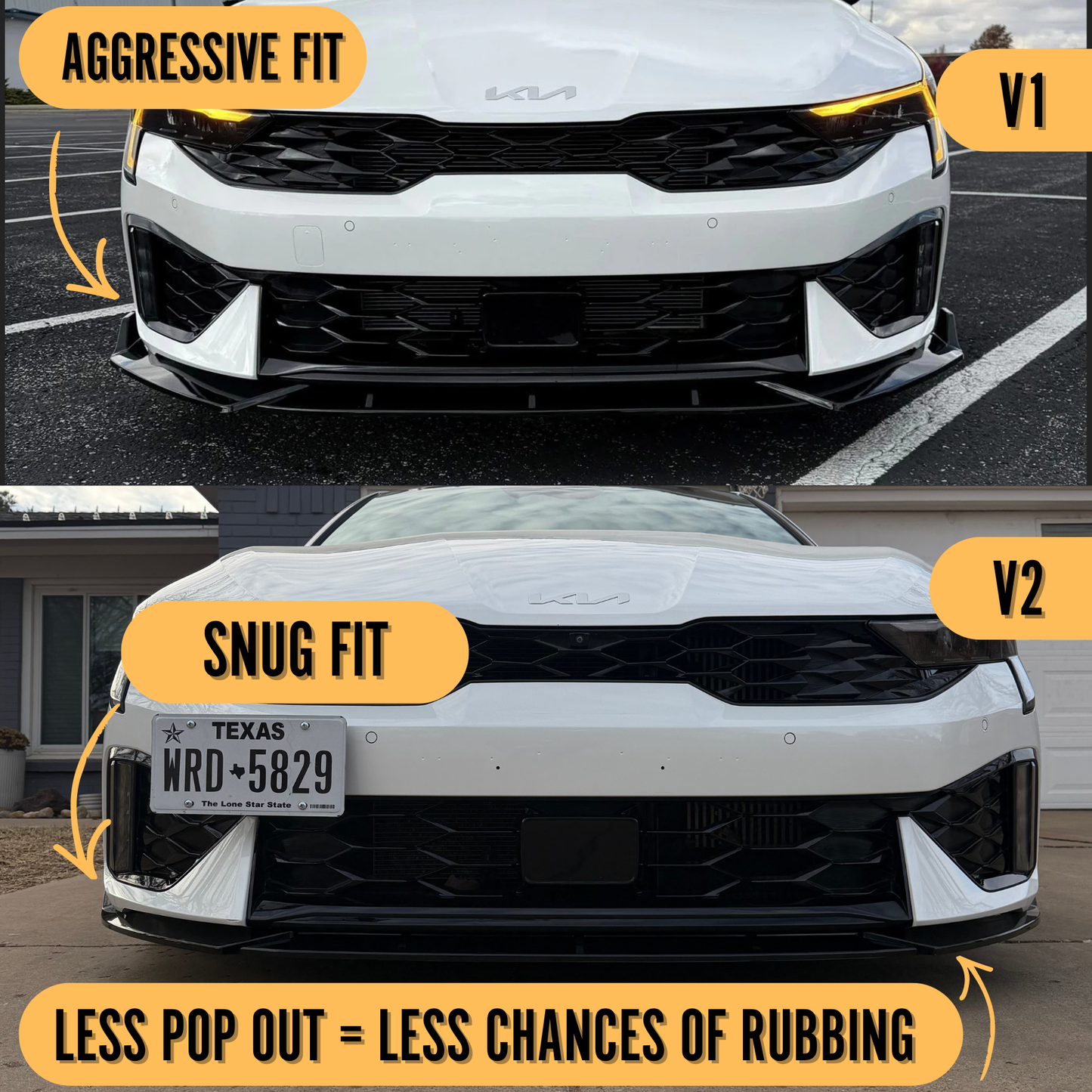 Low Profile Front Lip for Kia K5 2025 - 2026 | Easy Installation with 3M Tape & Screws