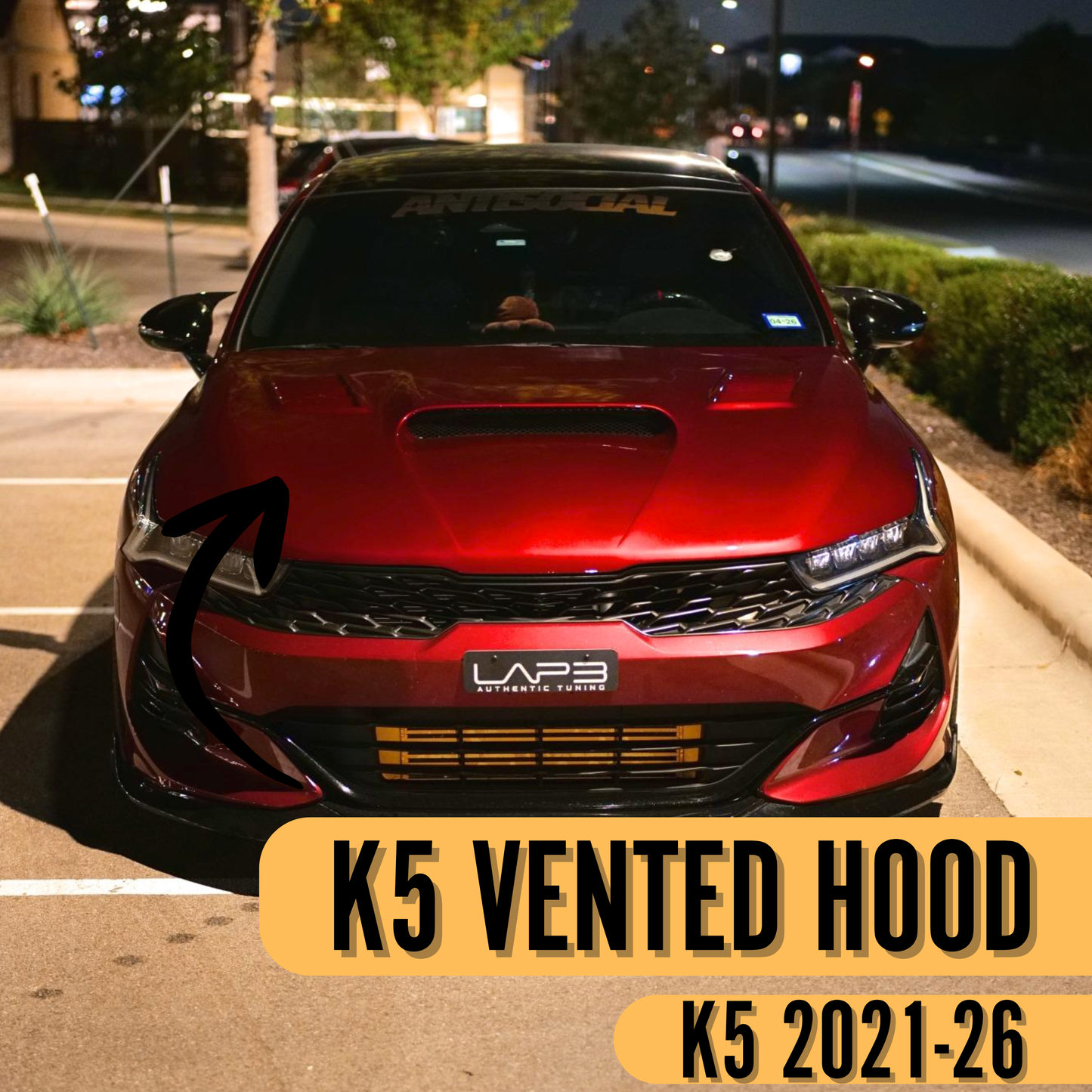 Kia K5 Vented Hood Carbon Fiber / Fiberglass (2021-2026) | OEM Fitment